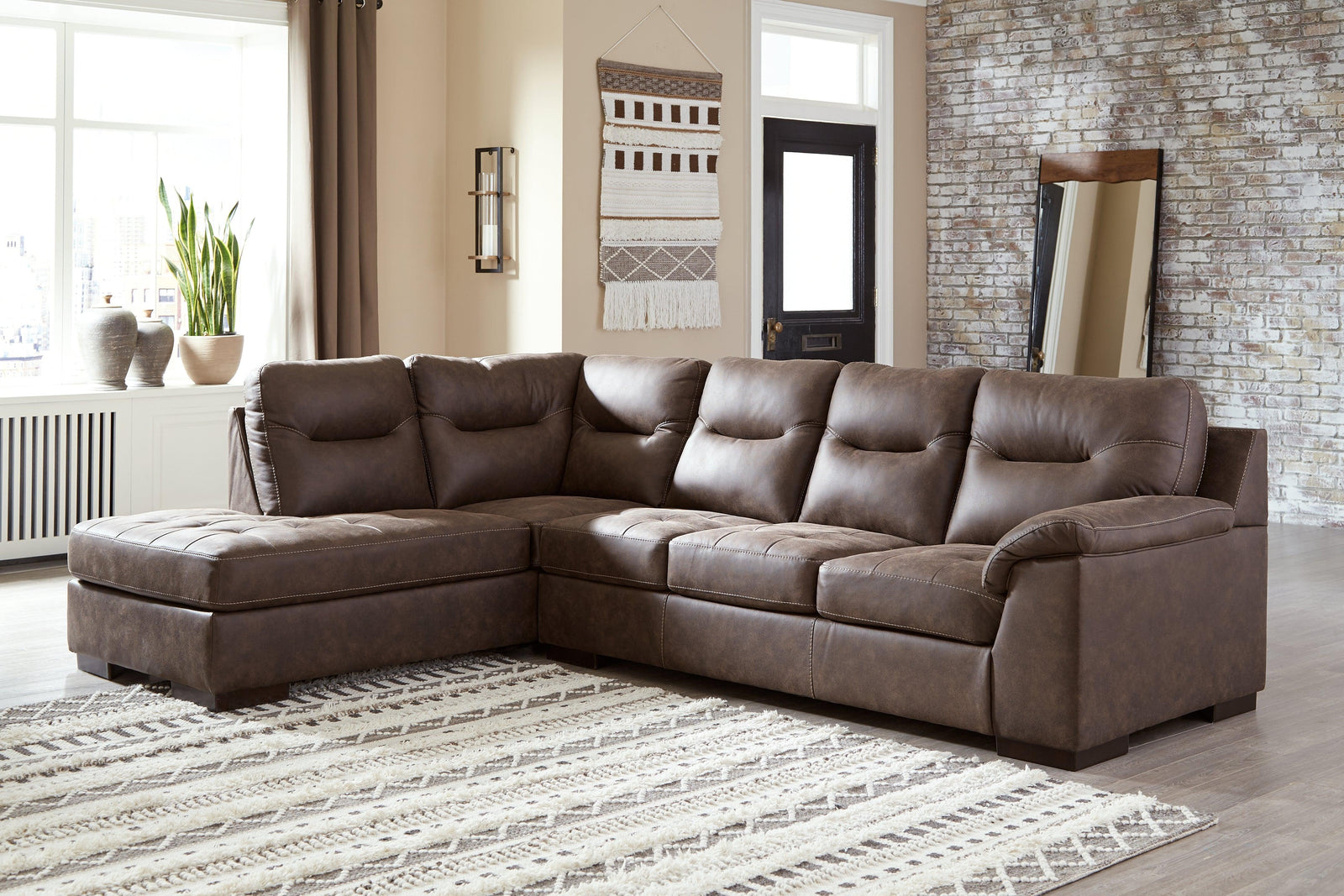 Maderla Walnut 2-Piece Sectional With Chaise 62002S1