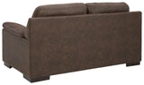 Maderla Walnut Faux Leather Loveseat - Ella Furniture