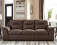 Maderla Walnut Faux Leather Sofa - Ella Furniture