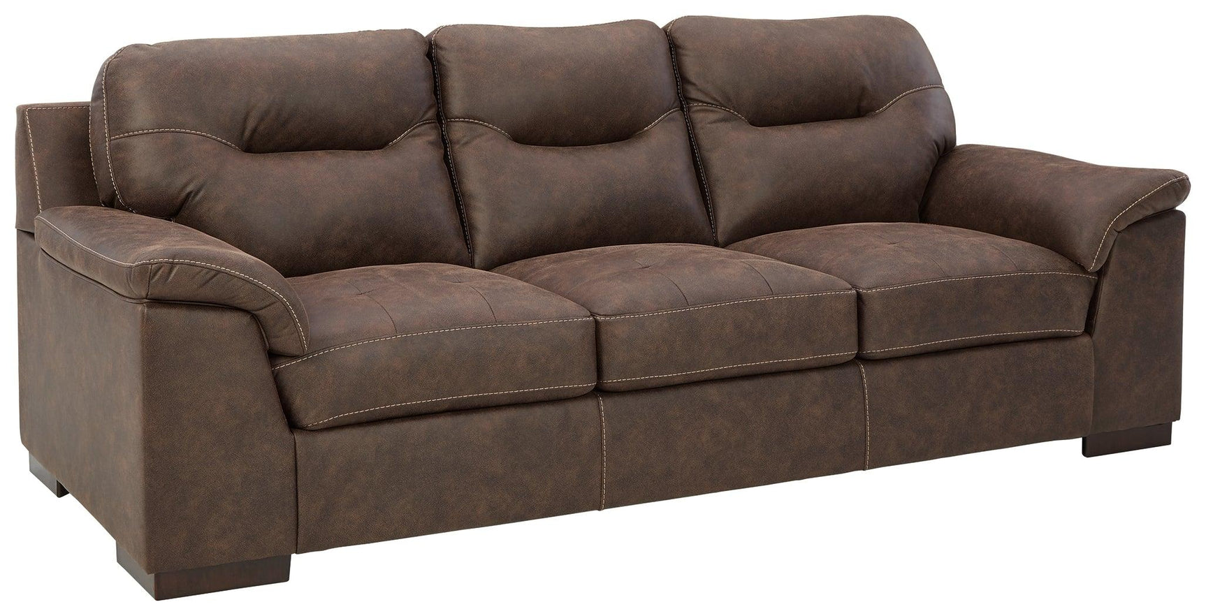 Maderla Walnut Faux Leather Sofa - Ella Furniture