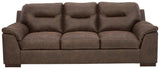 Maderla Walnut Faux Leather Sofa - Ella Furniture