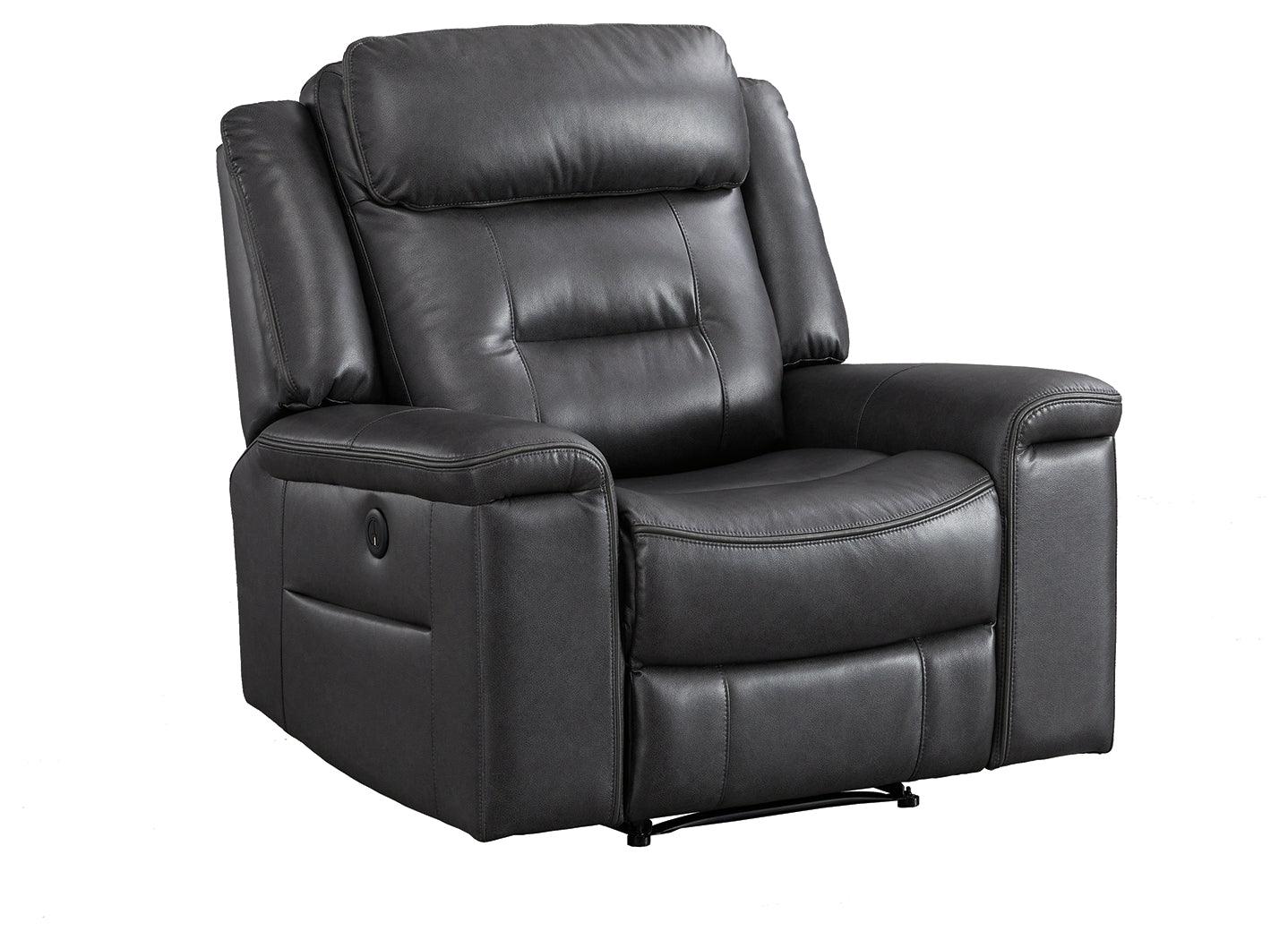 Mcadoo Charcoal Microfiber Power Recliner - Ella Furniture