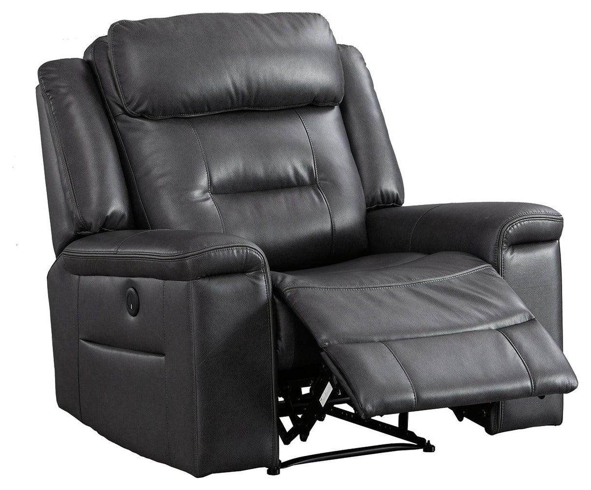 Mcadoo Charcoal Microfiber Power Recliner - Ella Furniture