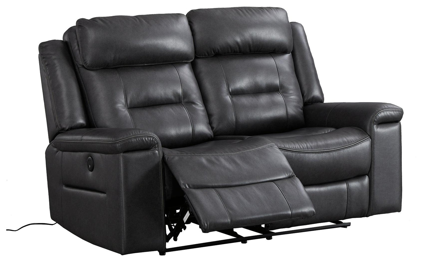 Mcadoo Charcoal Microfiber Power Reclining Loveseat - Ella Furniture