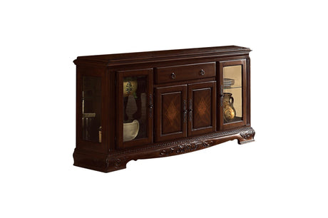Norwich Dark Cherry Finish Sleek Traditional Fabric Upholstery Seat Rectangular Dining Room Set - Ella Furniture