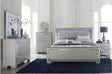 Allura Silver Contemporary Solid Wood Faux Leather Upholstered Tufted LED Panel Bedroom Set - Ella Furniture