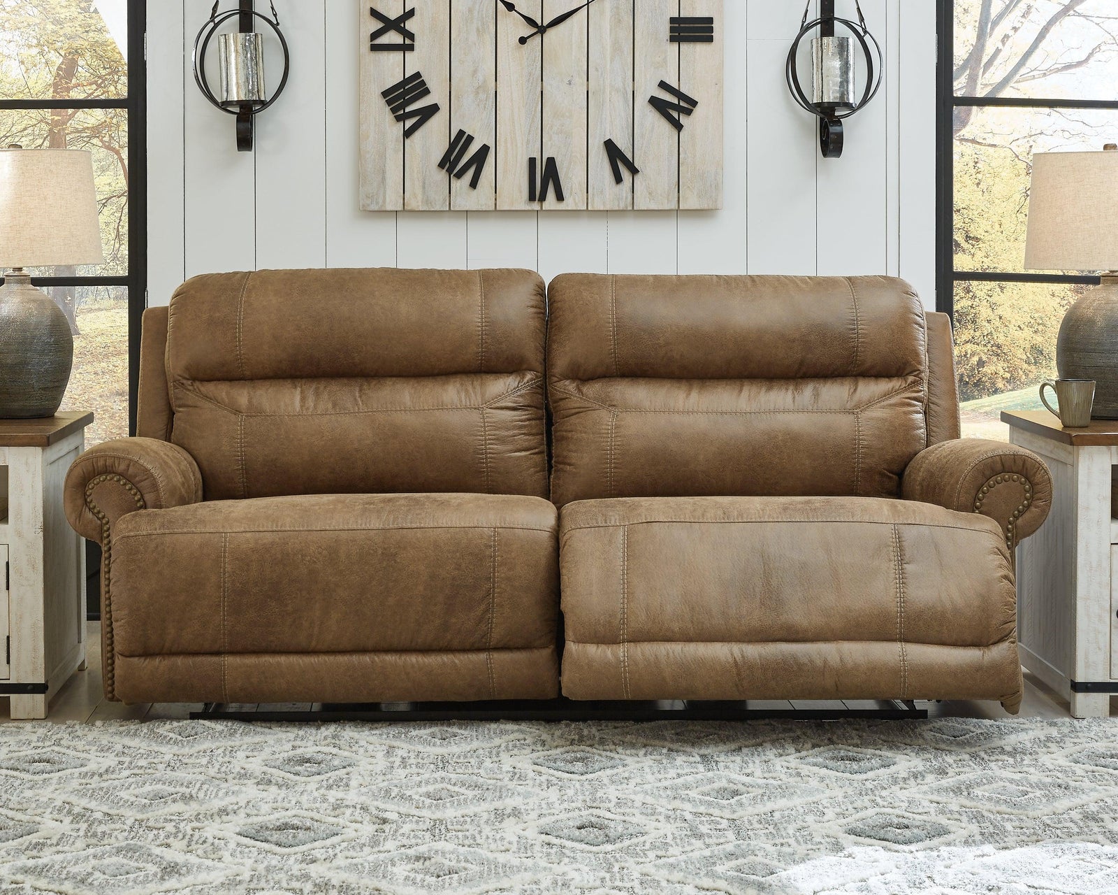 Grearview Earth Faux Leather Power Reclining Sofa - Ella Furniture