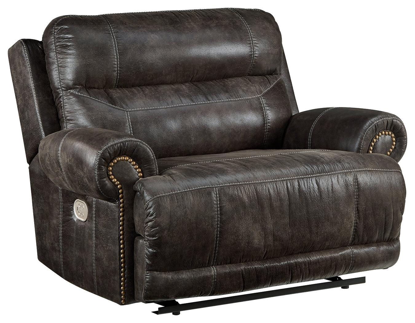 Grearview Charcoal Faux Leather Oversized Power Recliner - Ella Furniture