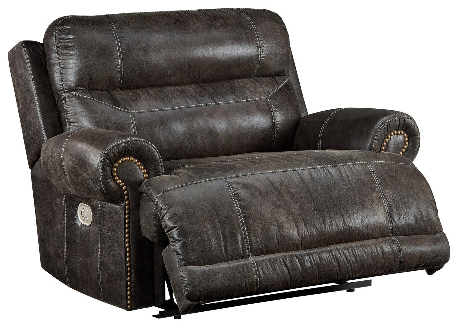 Grearview Charcoal Faux Leather Oversized Power Recliner - Ella Furniture