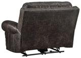 Grearview Charcoal Faux Leather Oversized Power Recliner - Ella Furniture