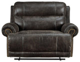 Grearview Charcoal Faux Leather Oversized Power Recliner - Ella Furniture