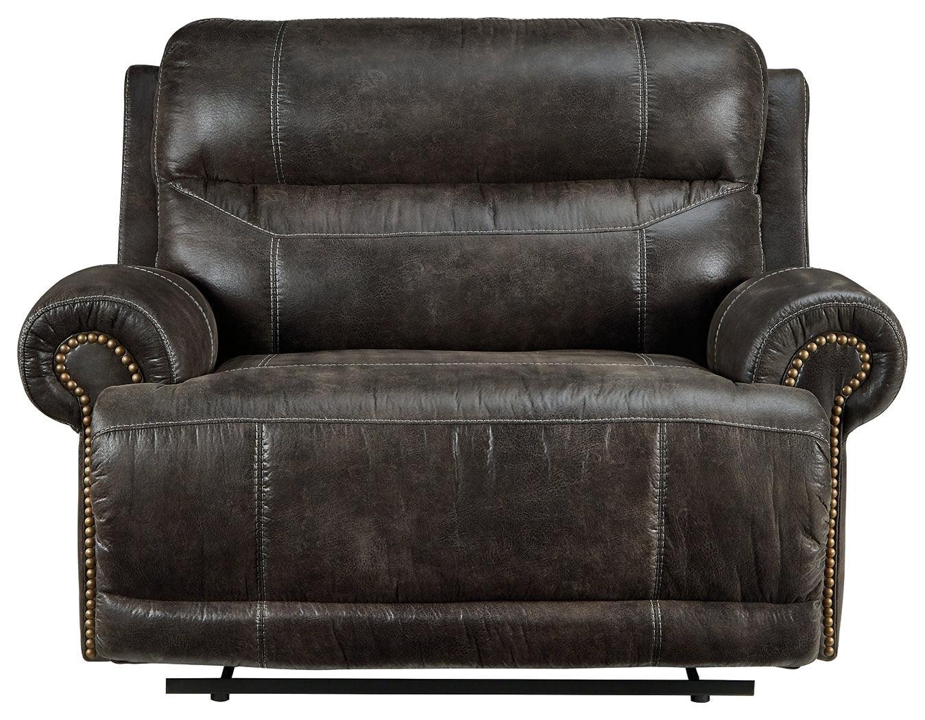 Grearview Charcoal Faux Leather Oversized Power Recliner - Ella Furniture