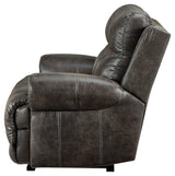 Grearview Charcoal Faux Leather Oversized Power Recliner - Ella Furniture