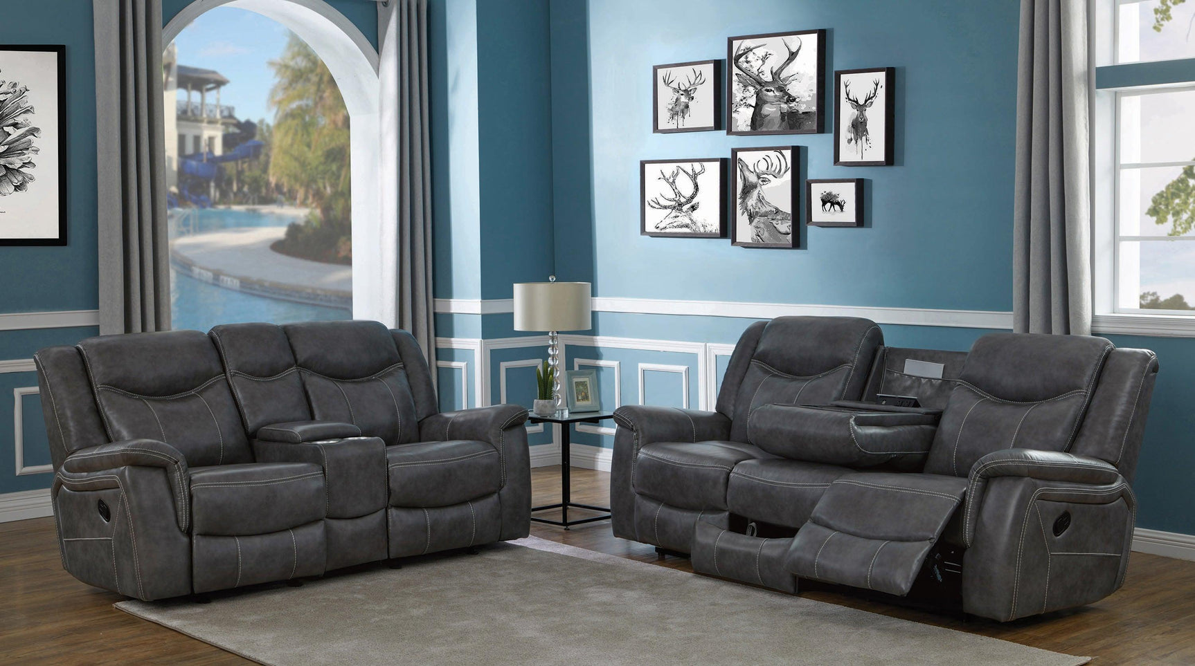 Conrad Upholstered Motion Glider Recliner Grey - Ella Furniture