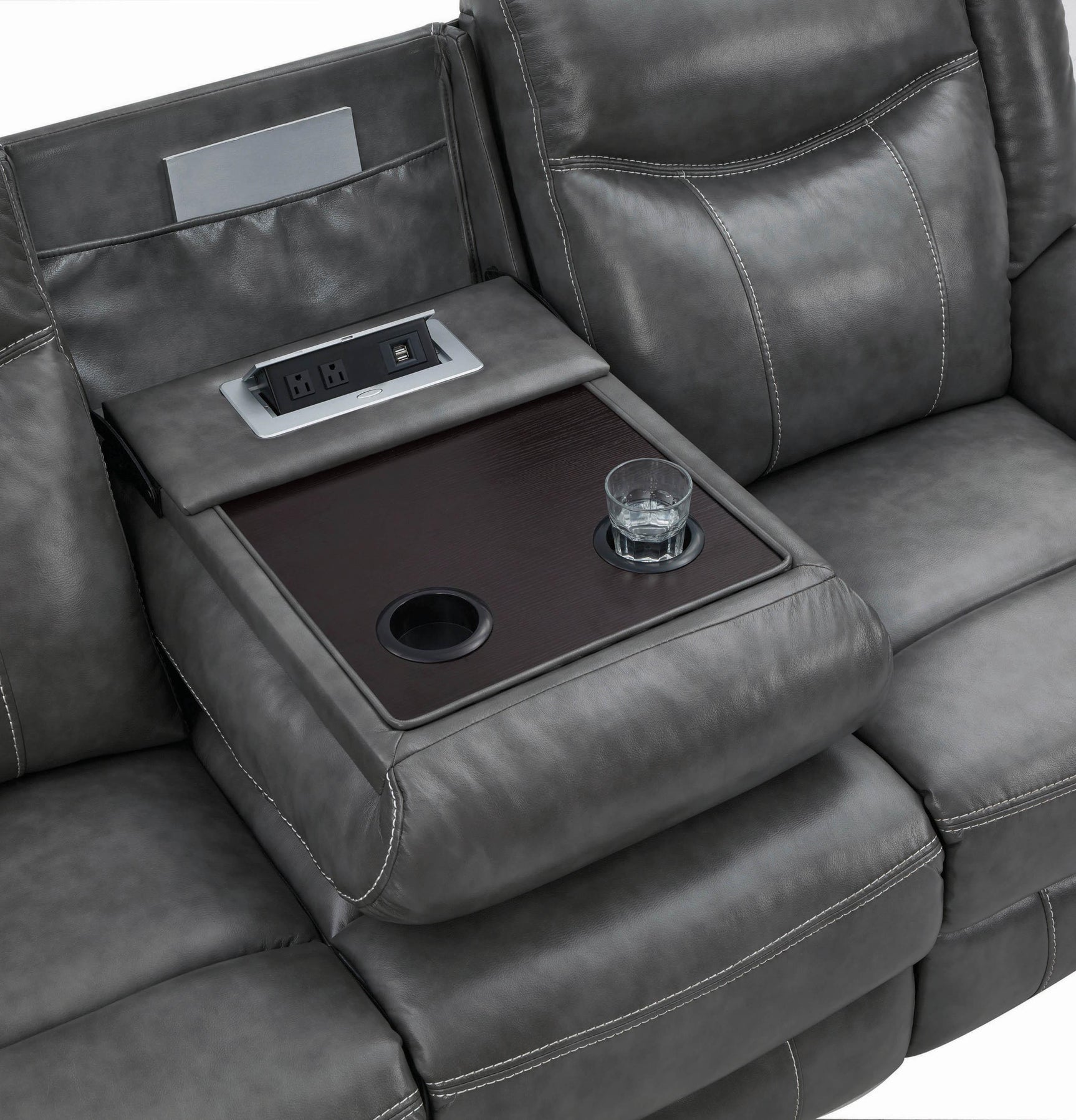 Conrad Upholstered Motion Sofa Cool Grey - Ella Furniture