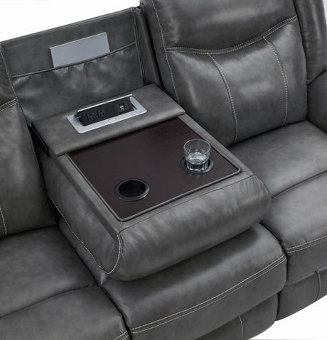 Conrad Upholstered Motion Sofa Cool Grey - Ella Furniture