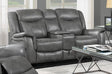 Conrad Upholstered Motion Loveseat Cool Grey - Ella Furniture