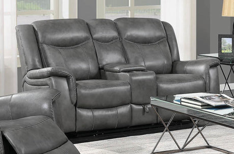Conrad Upholstered Motion Loveseat Cool Grey - Ella Furniture