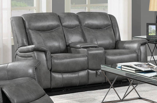 Conrad Upholstered Motion Loveseat Cool Grey - Ella Furniture