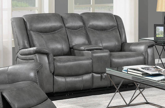Conrad Upholstered Motion Loveseat Cool Grey - Ella Furniture