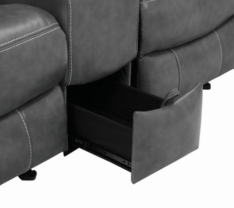 Conrad Upholstered Motion Loveseat Cool Grey - Ella Furniture