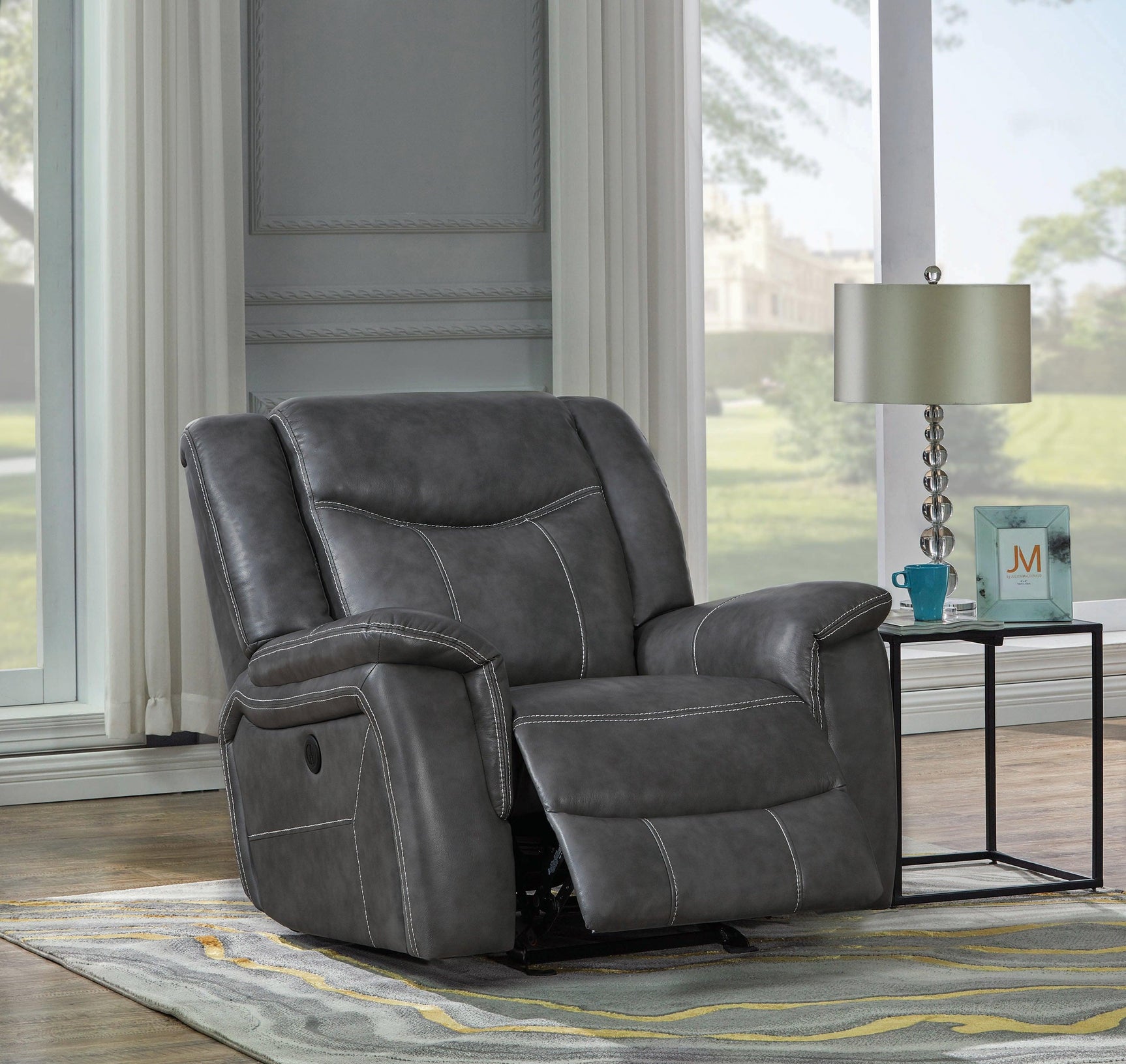 Conrad Upholstered Motion Glider Recliner Grey - Ella Furniture