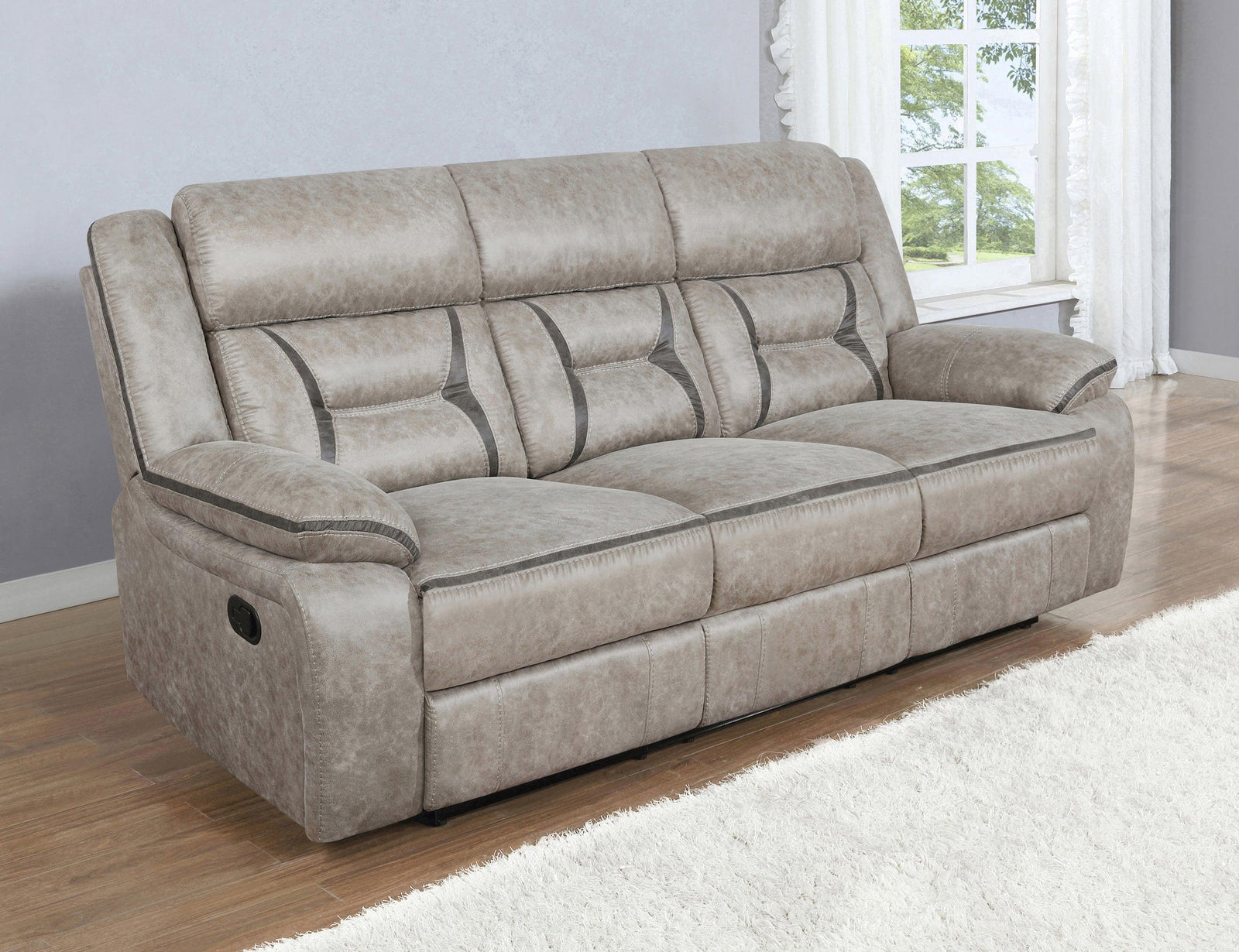 Greer Upholstered Tufted Back Motion Sofa - Ella Furniture