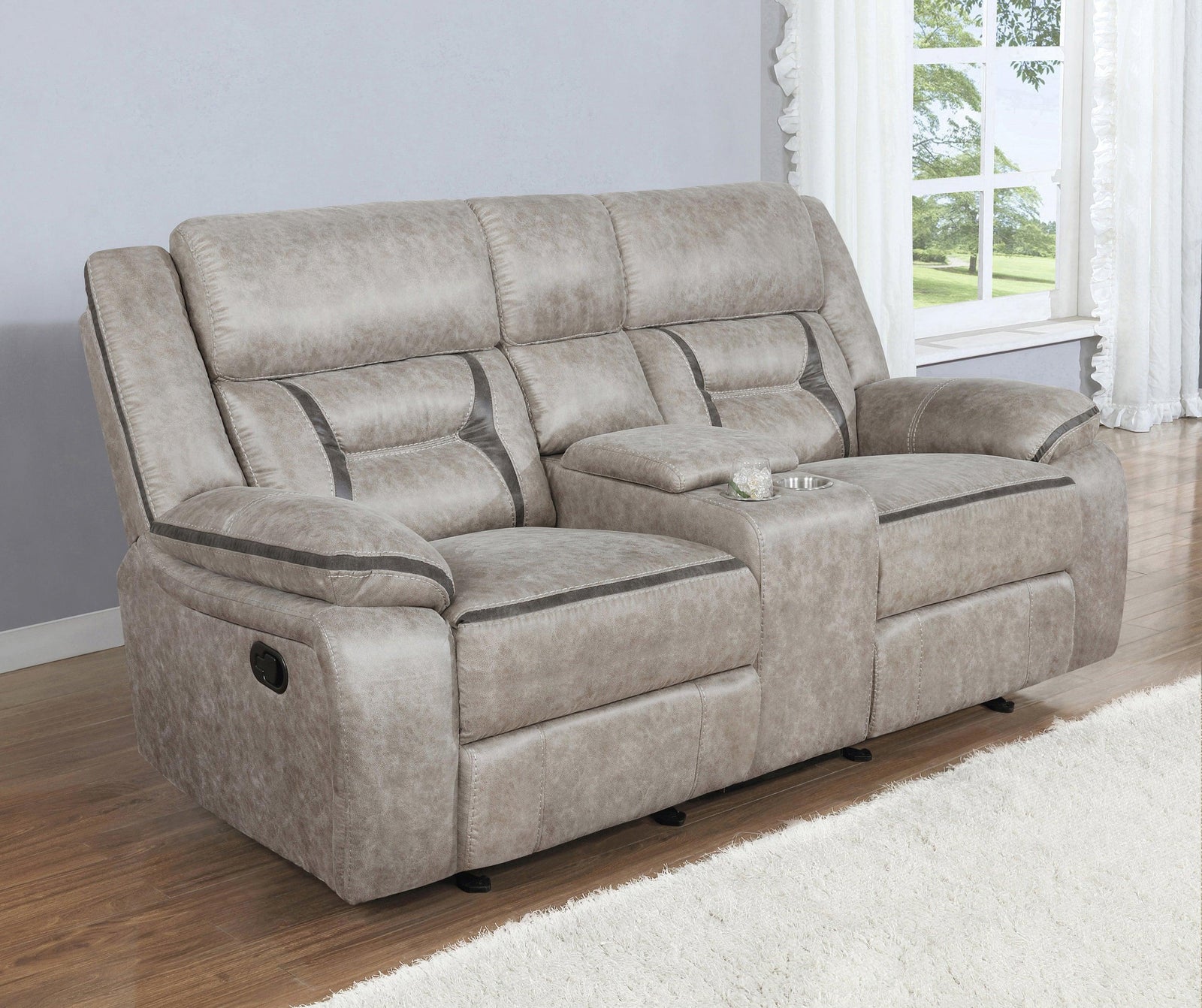 Greer Upholstered Tufted Back Glider Loveseat - Ella Furniture