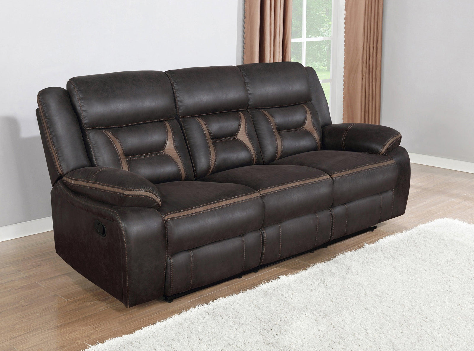 Greer Upholstered Tufted Back Motion Sofa 651354 - Ella Furniture