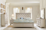 Celandine Silver Modern Traditional Solid Wood Faux Leather Upholstered Tufted Panel Bedroom Set - Ella Furniture