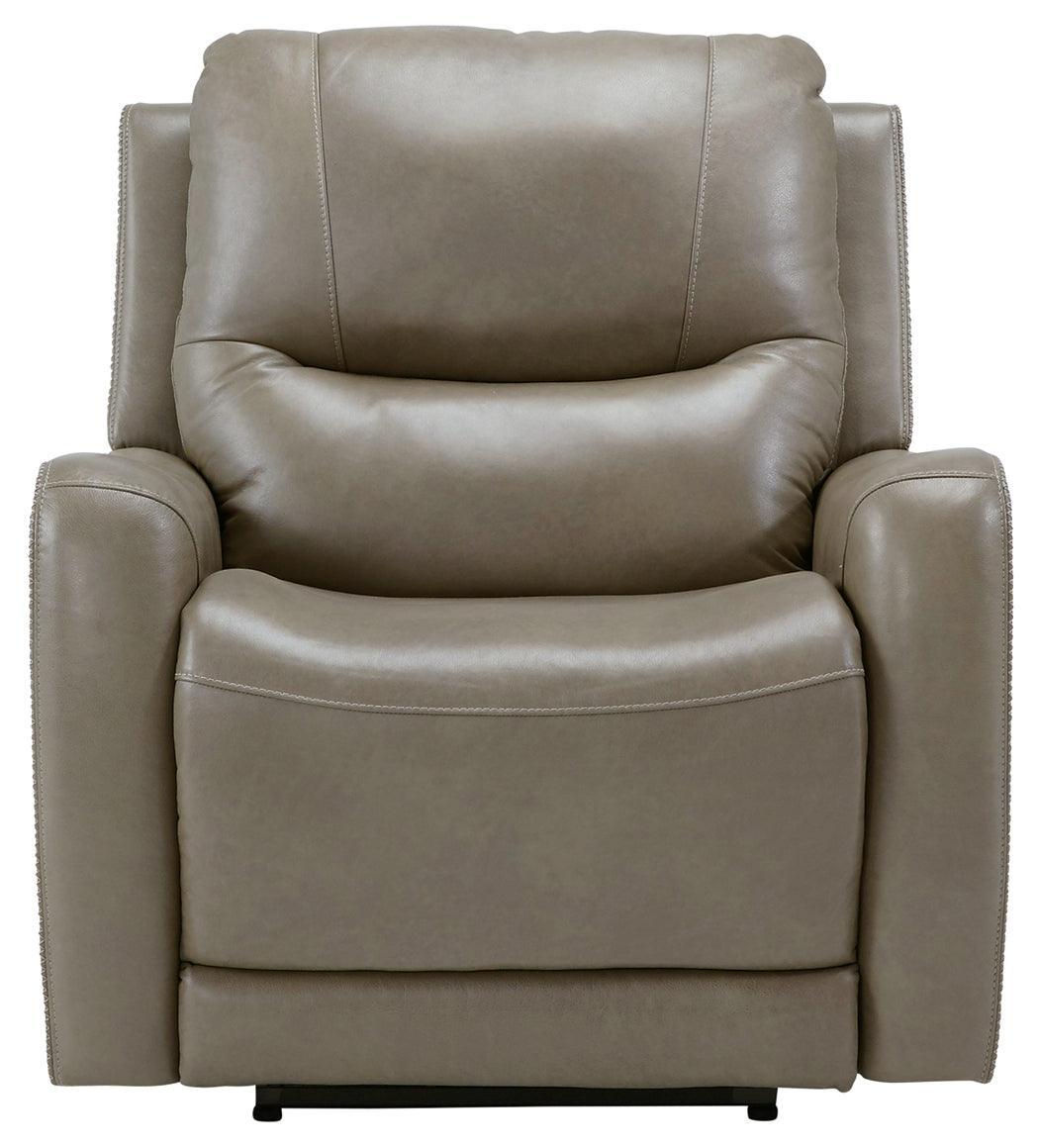 Galahad Smoke Faux Leather Power Recliner - Ella Furniture