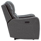 Galahad Smoke Faux Leather Power Recliner - Ella Furniture