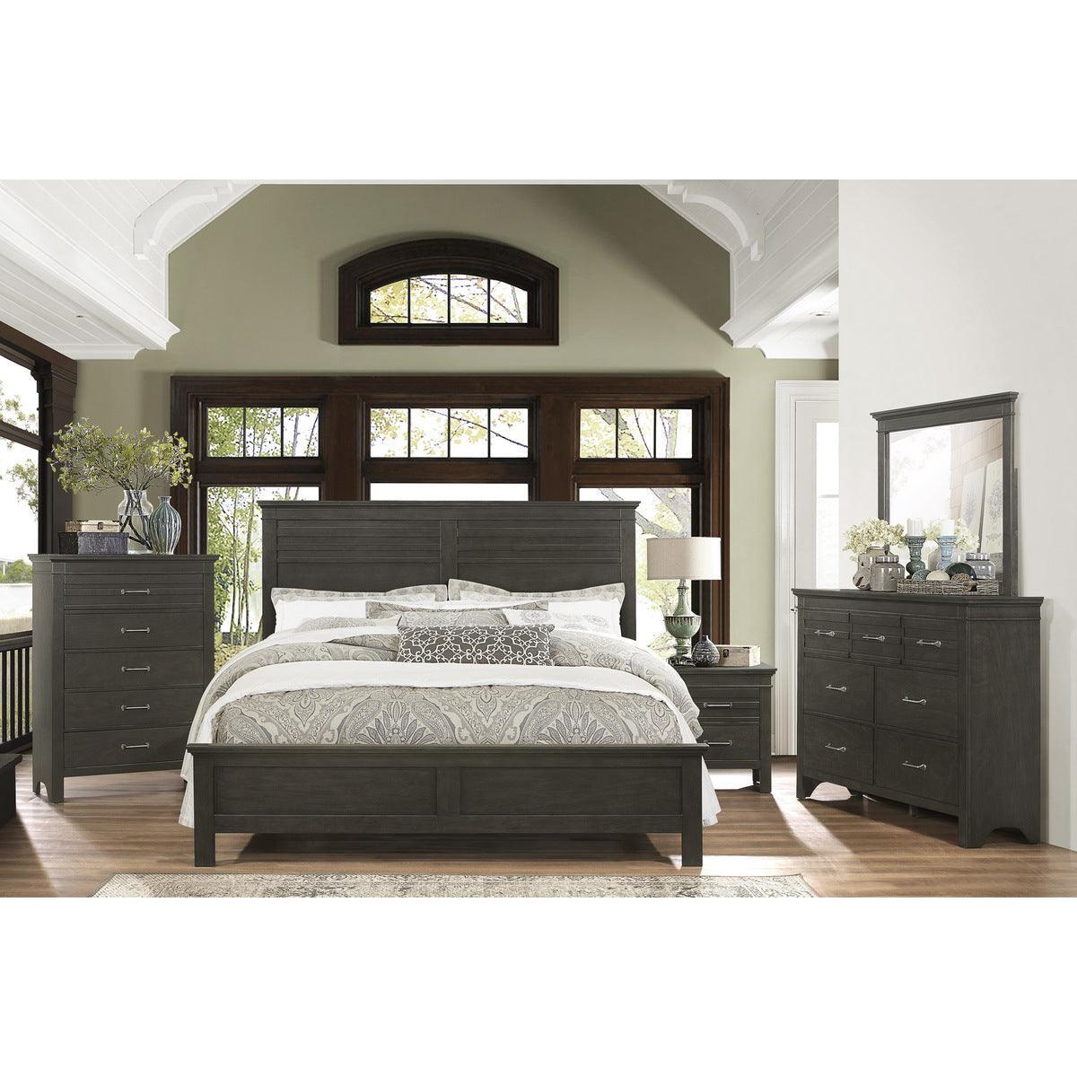 Blaire Farm Charcoal Gray Transitional Okume Veneer, Wood And Engineered Wood Queen Bed - Ella Furniture