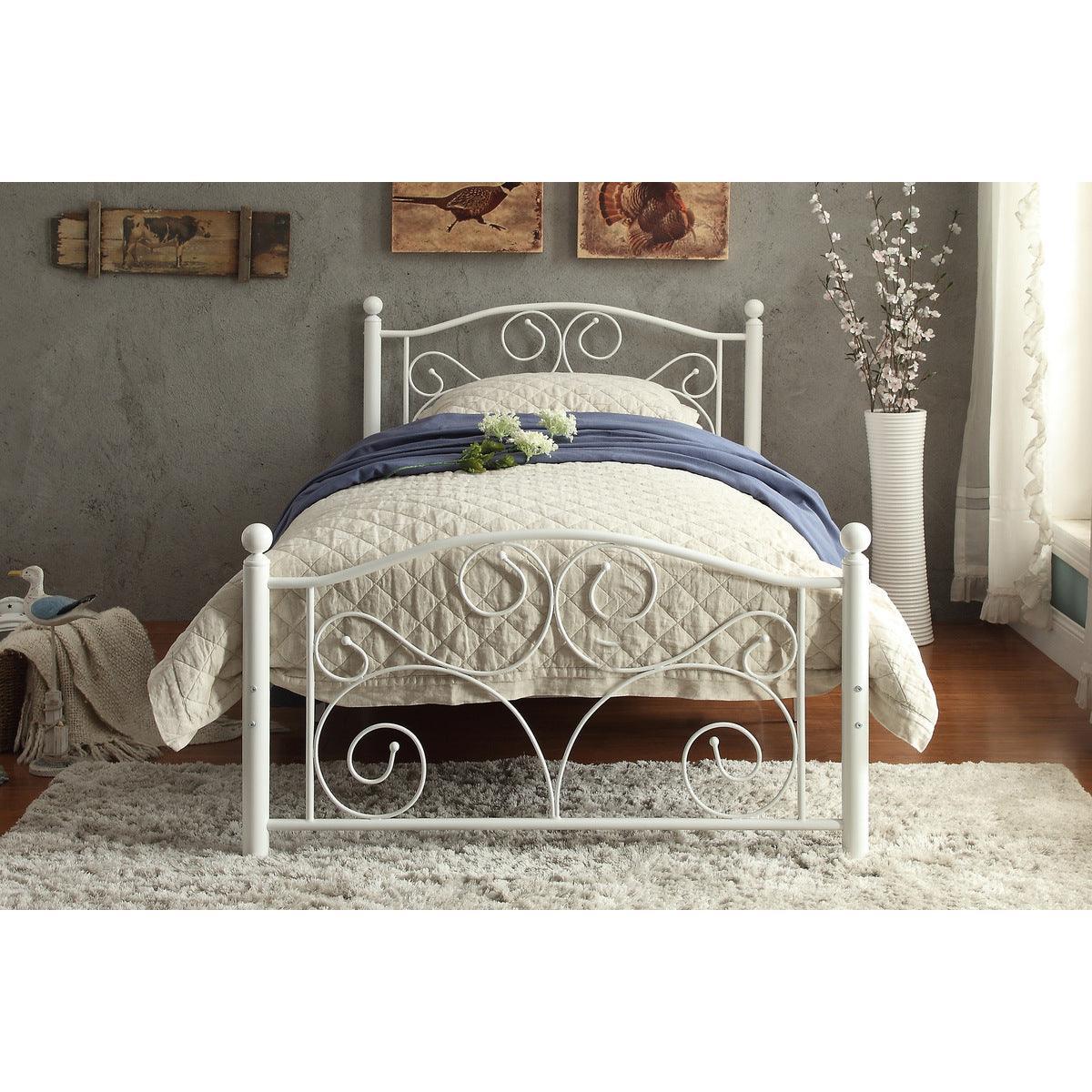Pallina White Modern Contemporary Metal Twin Platform Bed - Ella Furniture