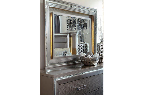 Tamsin Silver Gray Solid Wood Faux Leather Upholstered LED Storage Platform Bedroom Set - Ella Furniture
