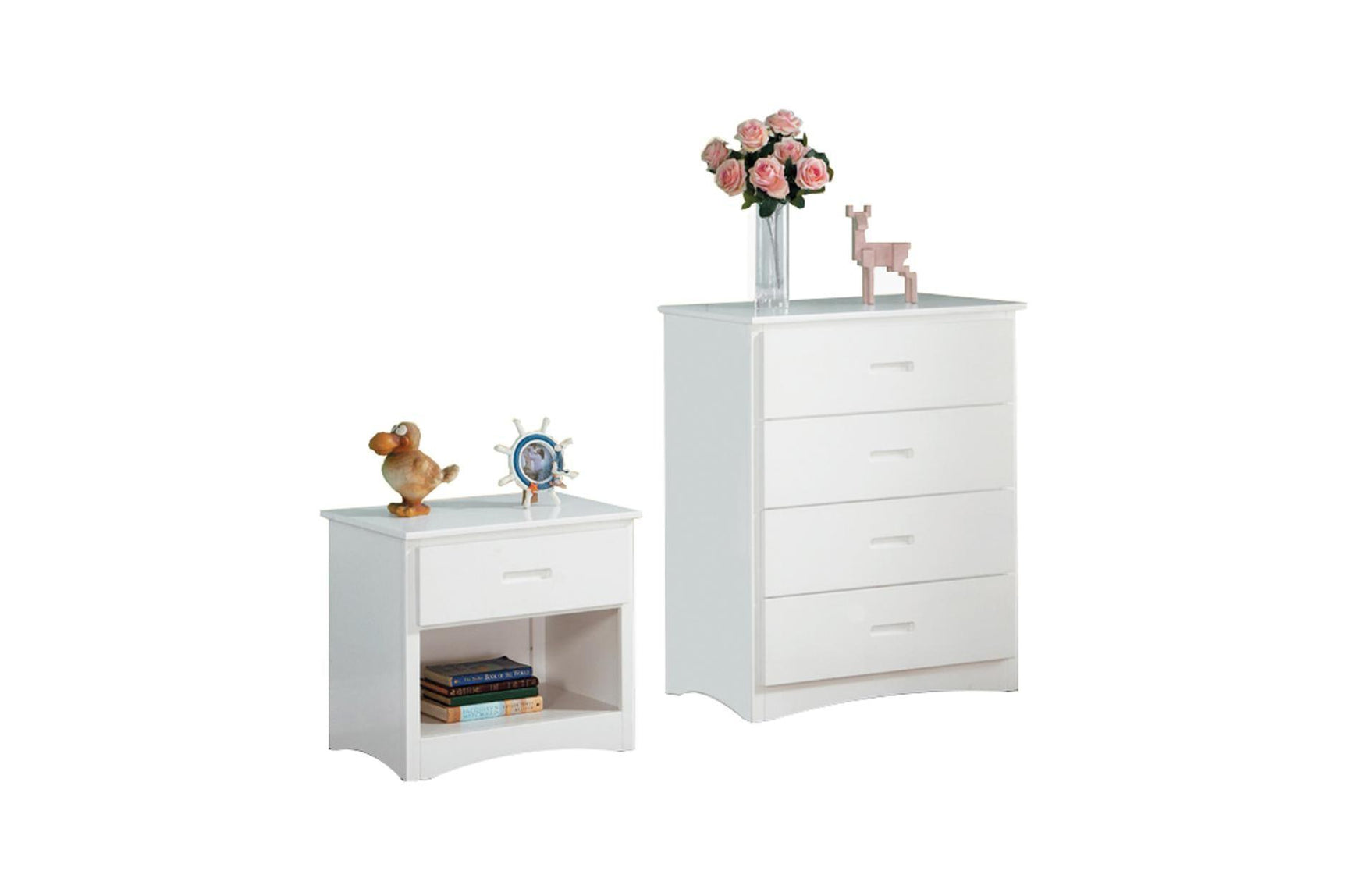 Galen White Modern Transitional Wood Engineered Wood Youth Twin Over Twin With Stairs Bedroom Set - Ella Furniture