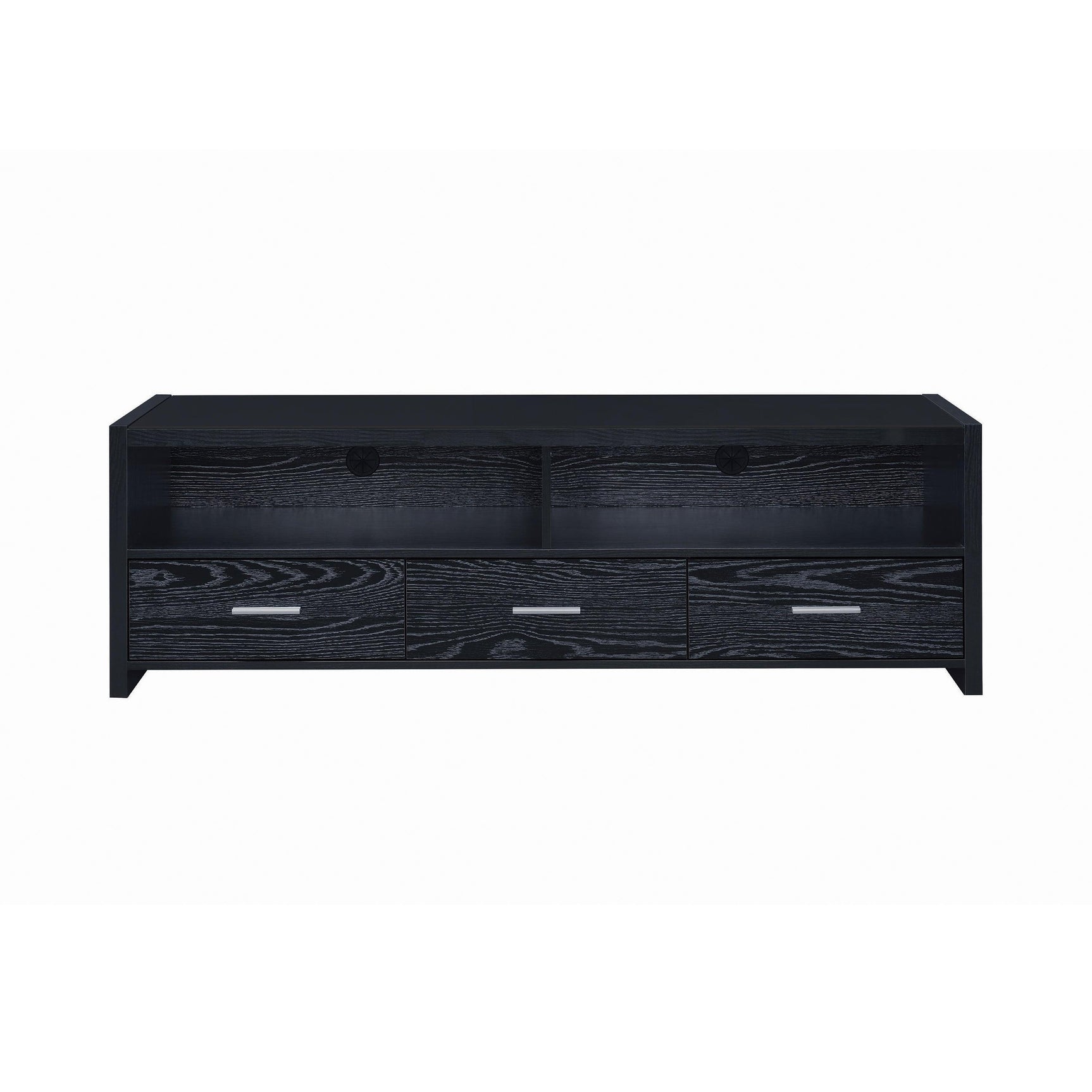 Alton 62″ 3-Drawer Tv Console Black Oak - Ella Furniture