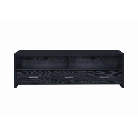 Alton 62″ 3-Drawer Tv Console Black Oak - Ella Furniture