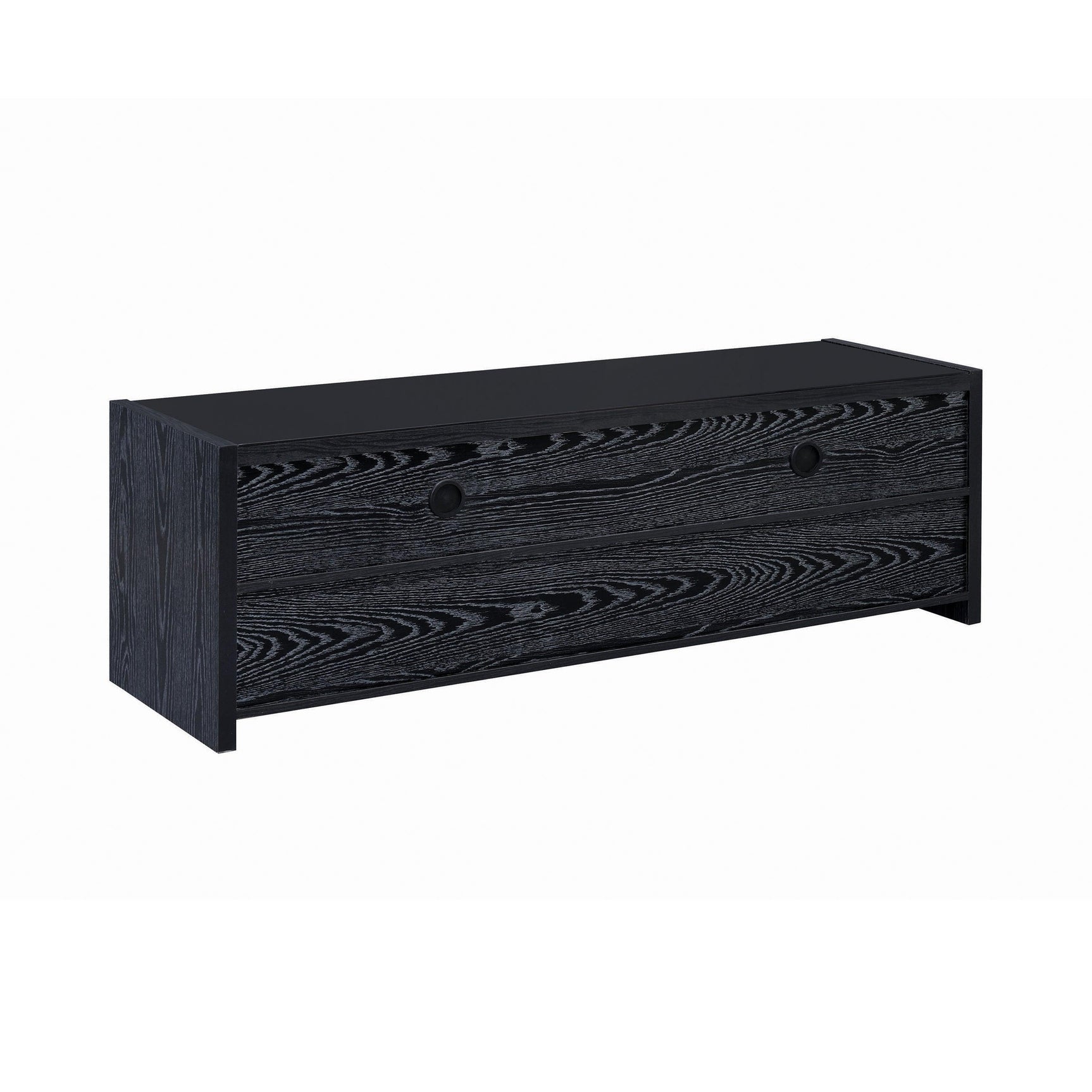 Alton 62″ 3-Drawer Tv Console Black Oak - Ella Furniture