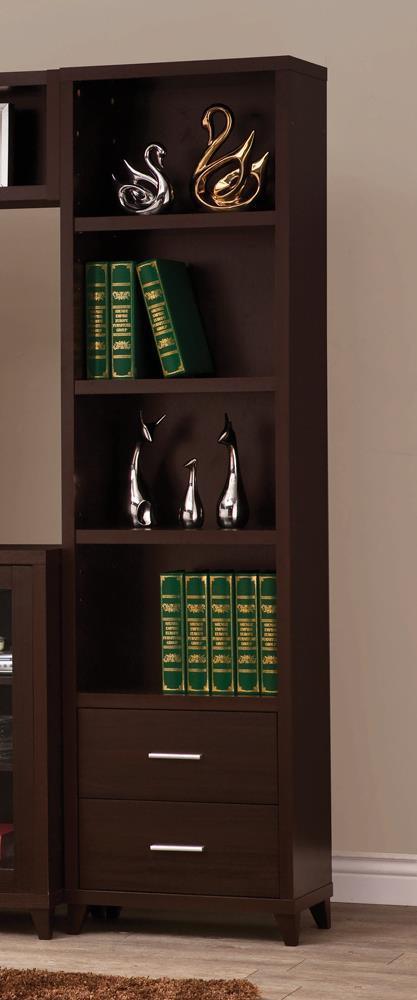 Lewes 2-Drawer Media Tower Cappuccino - Ella Furniture