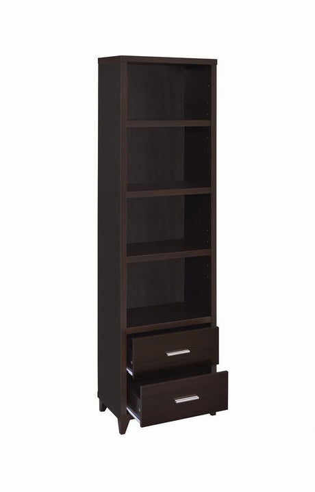 Lewes 2-Drawer Media Tower Cappuccino - Ella Furniture