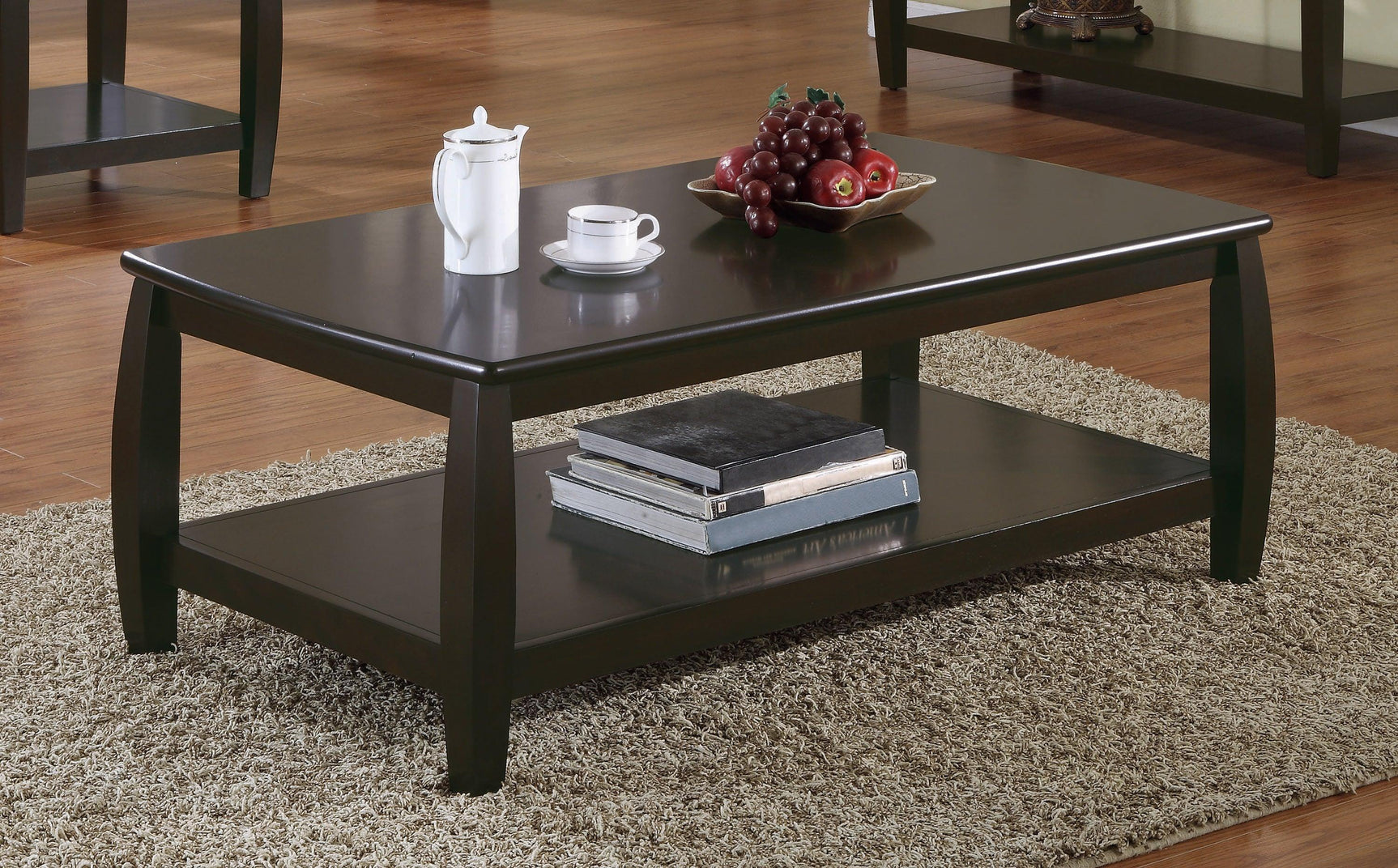Dixon Rectangular Coffee Table With Lower Shelf Espresso - Ella Furniture