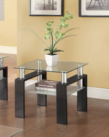 Dyer Tempered Glass End Table With Shelf Black - Ella Furniture