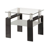 Dyer Tempered Glass End Table With Shelf Black - Ella Furniture
