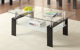 Dyer Tempered Glass Coffee Table With Shelf Black - Ella Furniture