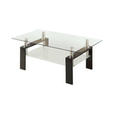 Dyer Tempered Glass Coffee Table With Shelf Black - Ella Furniture