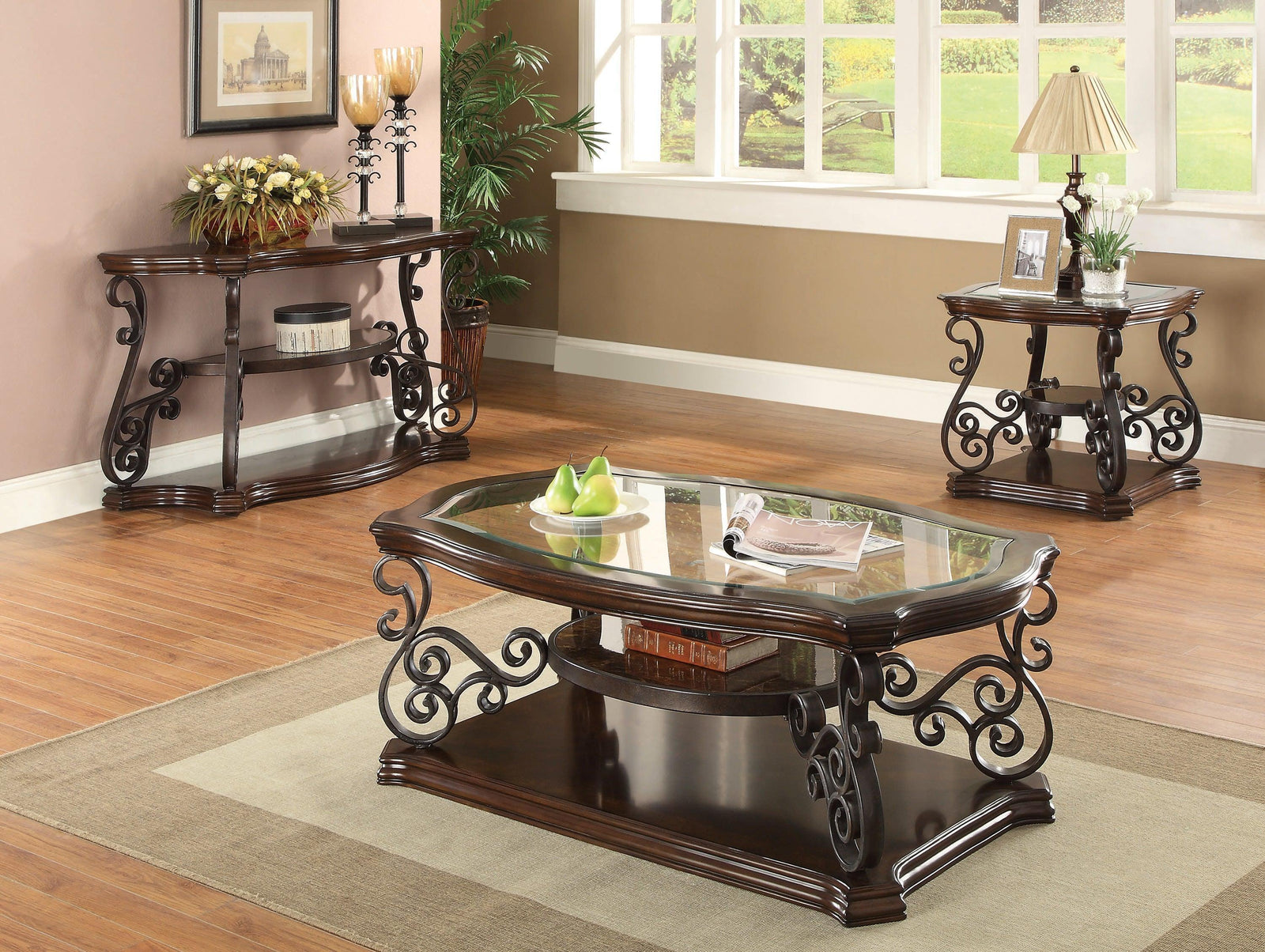 Laney End Table Deep Merlot And Clear - Ella Furniture