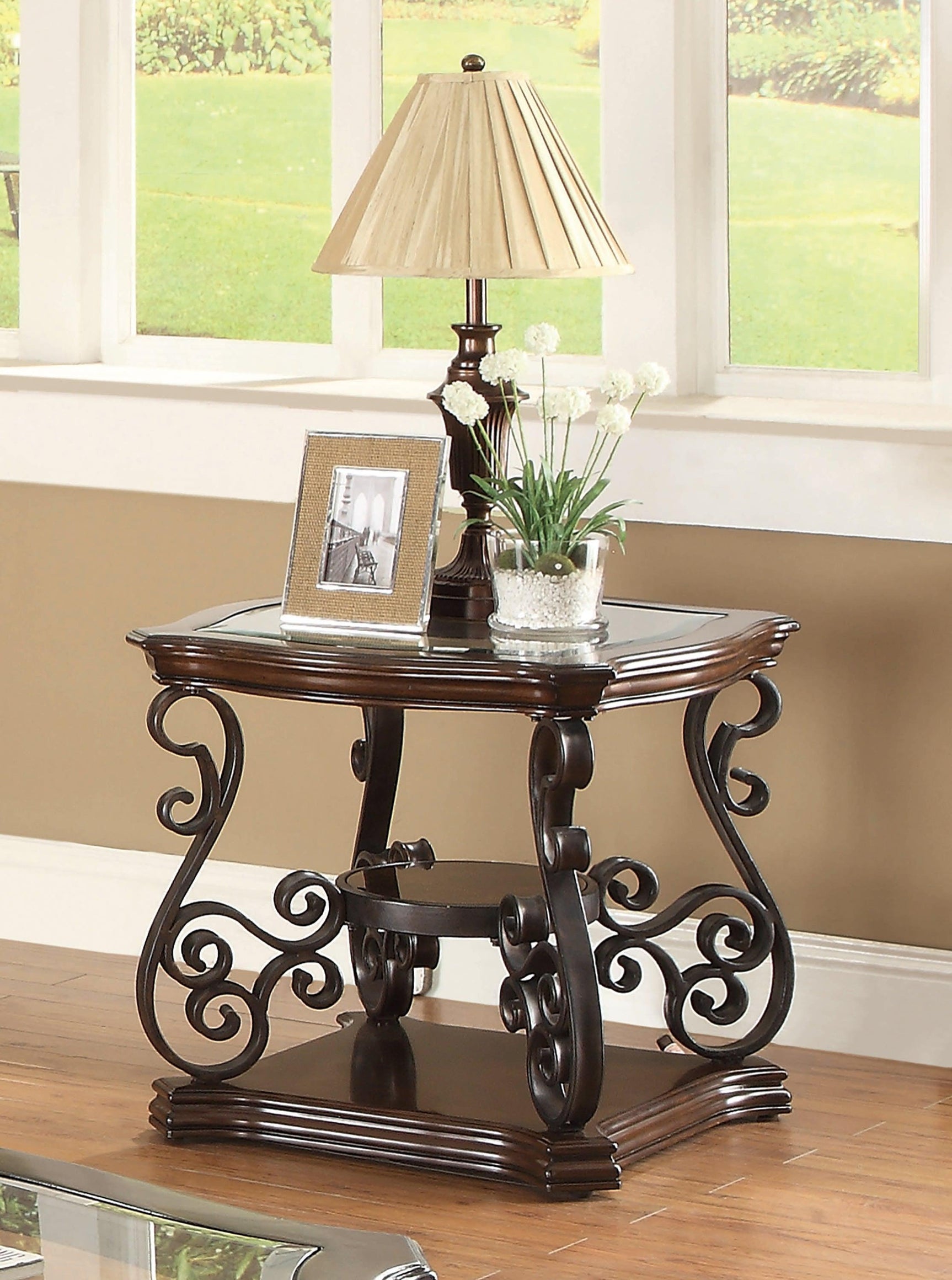 Laney End Table Deep Merlot And Clear - Ella Furniture