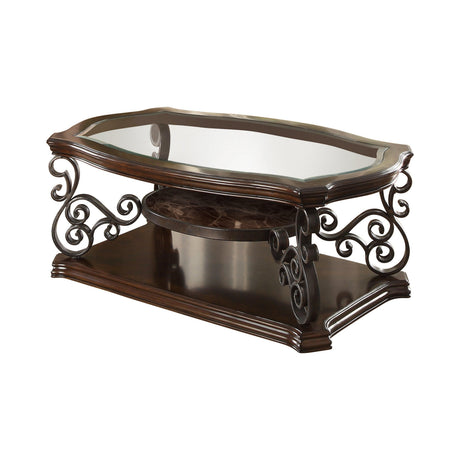 Laney End Table Deep Merlot And Clear - Ella Furniture