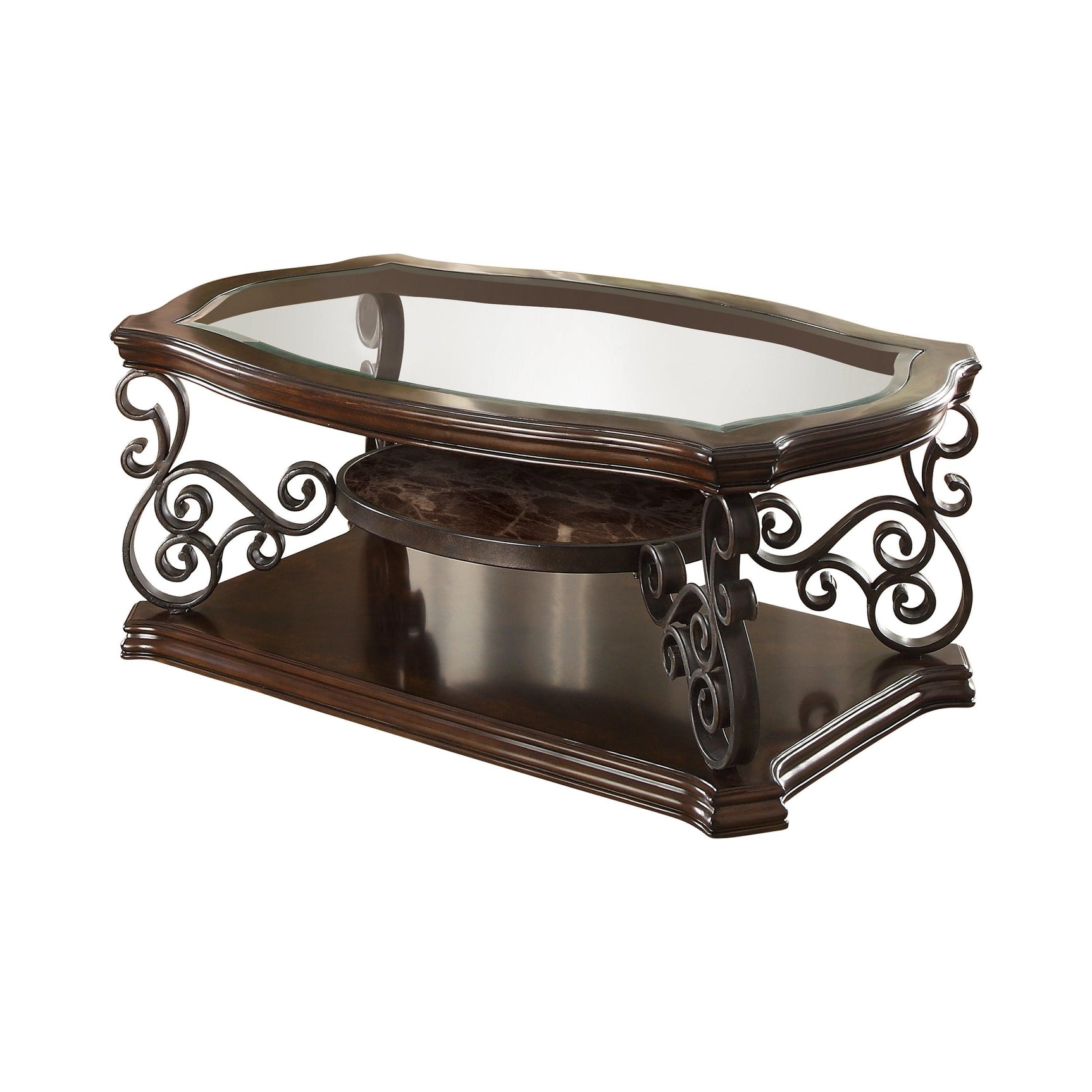Laney Coffee Table Deep Merlot And Clear - Ella Furniture